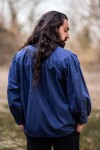 Typical medieval stand-up collar lace-up shirt "Friedrich" Blue XXL