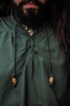 Típica Camisa de cuello alto con cordones de la Edad Media "Friedrich" Verde S