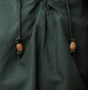 Tipica camicia medioevale con collo alto e colletto allacciato "Friedrich" Verde L