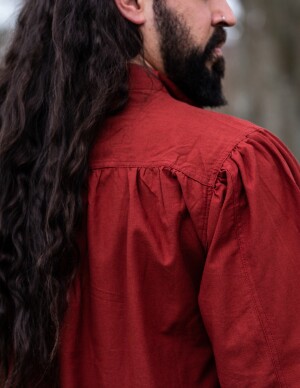 Typical medieval stand-up collar lace-up shirt "Friedrich" Red S