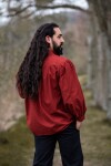 Typical medieval stand-up collar lace-up shirt "Friedrich" Red XXL