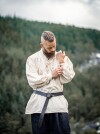 Typisches Mittelalter Stehkragen-Schnürhemd "Friedrich" Natur S