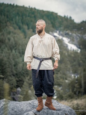 Typisches Mittelalter Stehkragen-Schnürhemd "Friedrich" Natur M