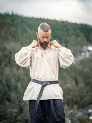 Typisches Mittelalter Stehkragen-Schnürhemd "Friedrich" Natur L