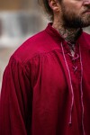 Typical medieval stand-up collar lace-up shirt "Friedrich" Wine Red XXL