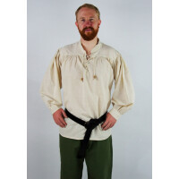stand-up collar lace-up shirt Natural, oversize