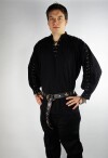 Camicia medievale allacciata con occhielli "Adrian" Nero L