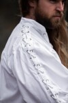 Chemise médiévale à lacets avec oeillets "Adrian" Blanc M