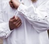 Camicia medievale allacciata con occhielli "Adrian" Bianco L