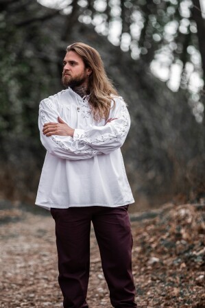 Mittelalter- Schnürhemd mit Ösen "Adrian" Weiß XXL