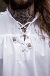 Camisa medieval de encaje con ojales "Adrian" Blanco XXXL