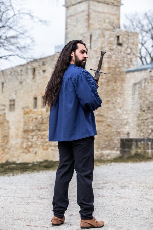 Camisa medieval con cordones y ojales "Adrian" Azul S