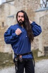 Chemise médiévale à lacets avec oeillets "Adrian" Bleu M