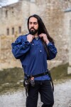Mittelalter- Schnürhemd mit Ösen "Adrian" Blau L