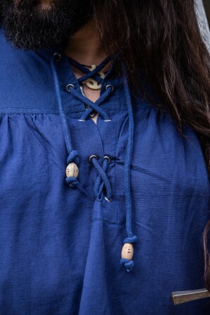 Camicia medievale allacciata con occhielli "Adrian" Blu XL