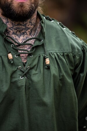 Chemise médiévale à lacets avec oeillets "Adrian" Vert M