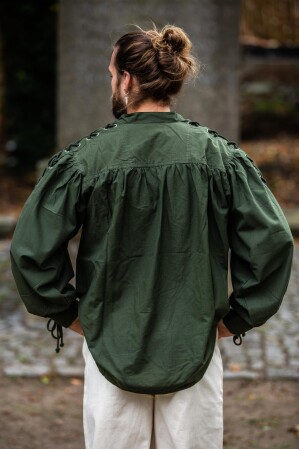 Camicia medievale allacciata con occhielli "Adrian" Verde XL