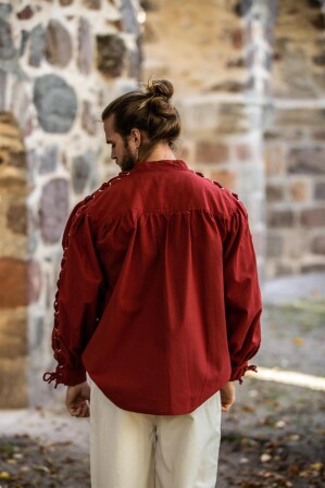 Mittelalter- Schnürhemd mit Ösen "Adrian" Rot S