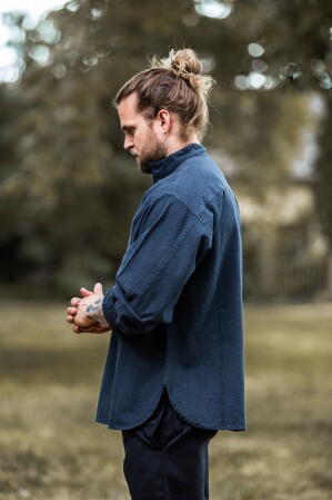 Camisa medieval "Ansbert" Azul S