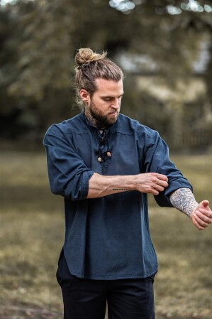 Chemise médiévale "Ansbert" Bleu M