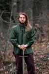 Mottled stand-up collar lace-up shirt "Georg" Green XL