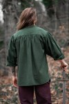 Camicia allacciata con collo a quadri "Georg" Verde L
