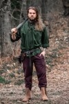 Camisa de cuello alto moteado con cordones "Georg" Verde M