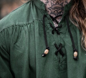 Chemise à lacets à col montant tacheté "Georg" Vert S