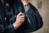 Camicia allacciata con collo a quadri "Georg" Blu S