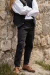 Noble medieval trousers "Oskar" with decorative stitching Black XXL