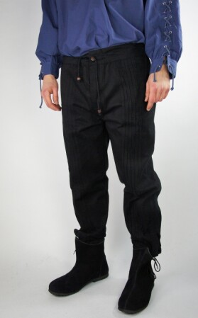 Noble medieval trousers "Oskar" with decorative stitching Black XL