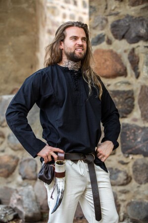 Weiches Bauernhemd "Felix" Schwarz XXXL
