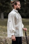 Camisa medieval de cuello alto con cordones "Bruno" Natural XXL