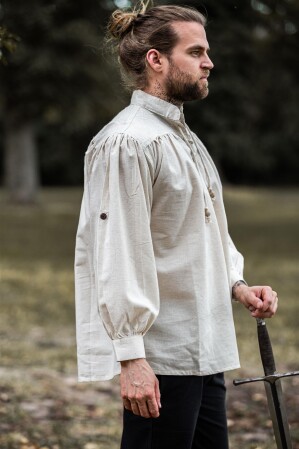 Camicia medievale con colletto allacciato “Bruno” Naturale L