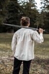 Chemise médiévale à col montant lacé "Bruno" Ècru M