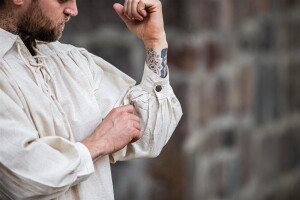 Chemise pirate à lacets "Artur" avec col Ècru XL