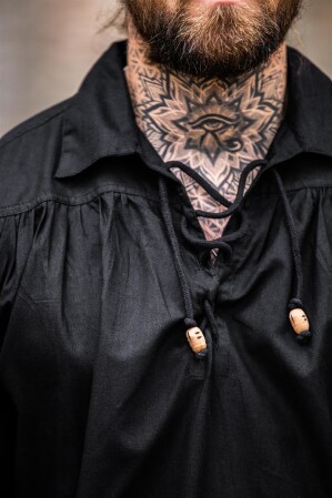 Chemise pirate à lacets "Artur" avec col Noir S