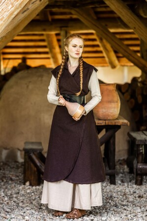 Schlichtes Wikinger Unterkleid "Scarlet" Hanffarben XS