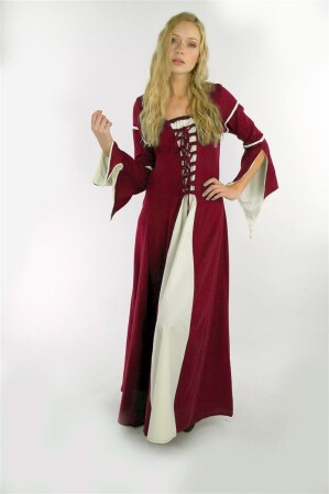 Robe à manches de trompette "Larissa Rouge/Ècru M