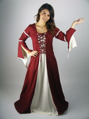 Kleid mit Trompetenärmeln "Larissa" Rot/Natur XXL
