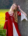 Kleid mit Trompetenärmeln "Larissa" Rot/Natur XXL