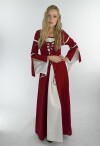 Robe à manches de trompette "Larissa Rouge/Ècru XXXL