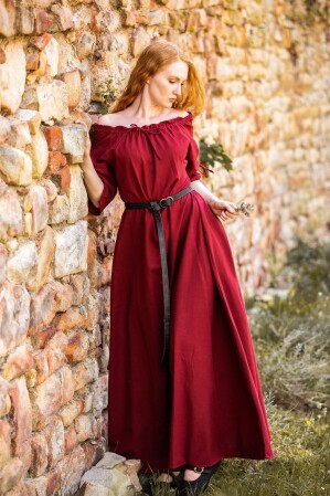 Floor-length short sleeve dress "Melisande" Red L