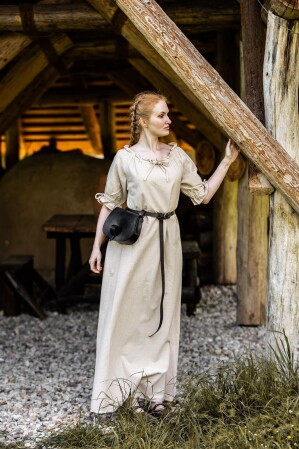 Floor-length short sleeve dress "Melisande" Hemp XS