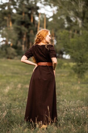 Vestido de manga corta "Melisande" Marrón XXXL