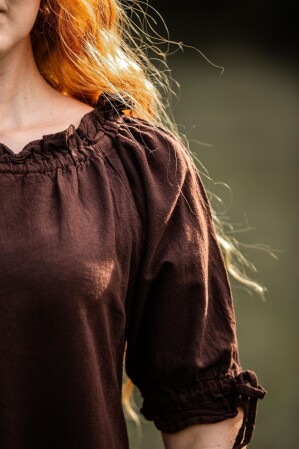 Vestido de manga corta "Melisande" Marrón XXXL
