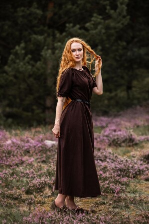 Bodenlanges Kurzarmkleid "Melisande" Braun XXL