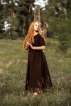 Bodenlanges Kurzarmkleid "Melisande" Braun XXL