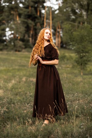 Robe à manches courtes "Melisande" Marron XL