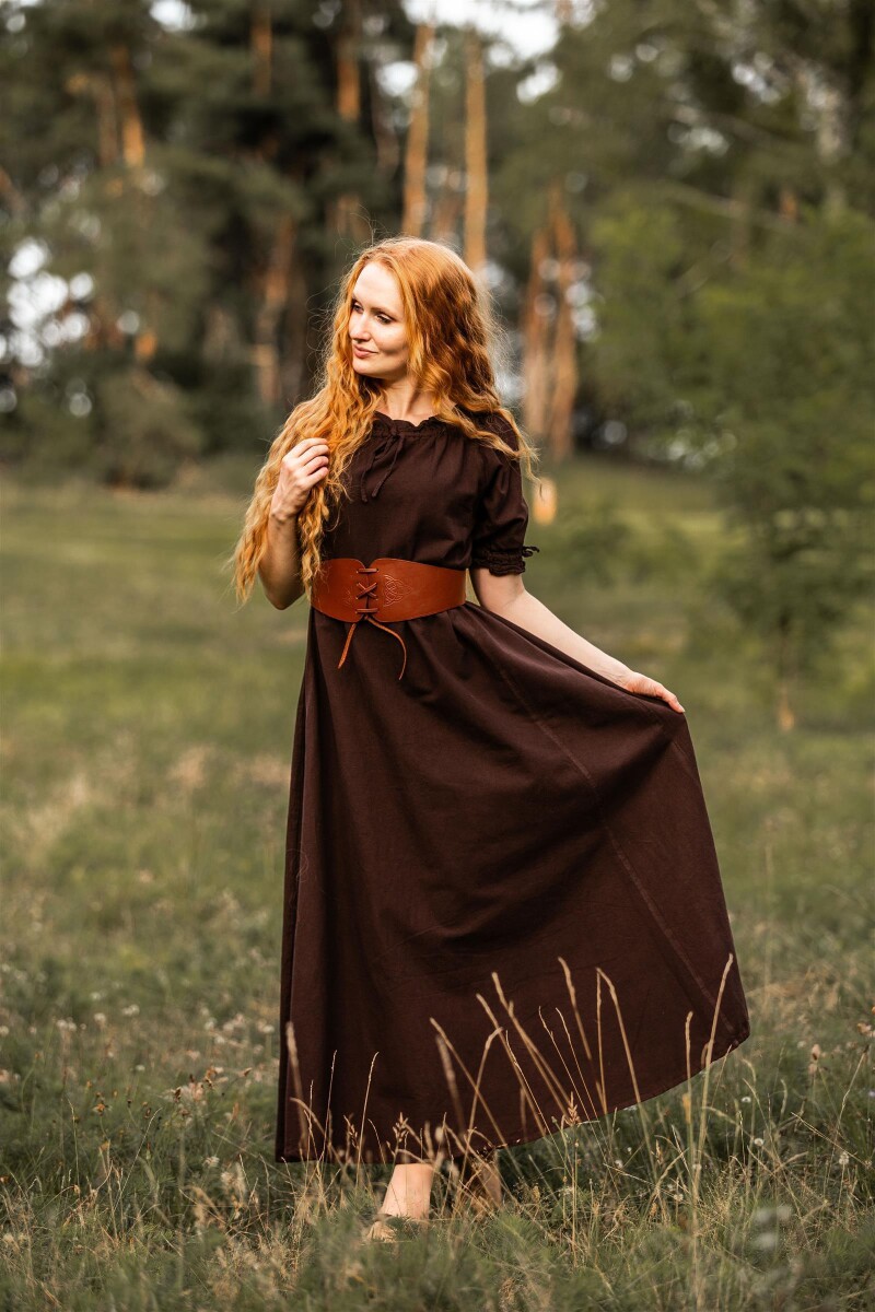 Floor-length short sleeve dress "Melisande" brown 